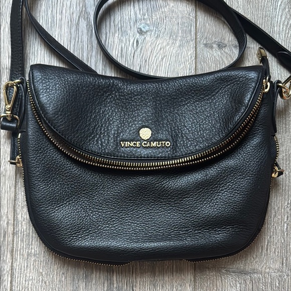 Vince Camuto Black Pebbled Leather Crossbody Bag - Picture 2 of 7